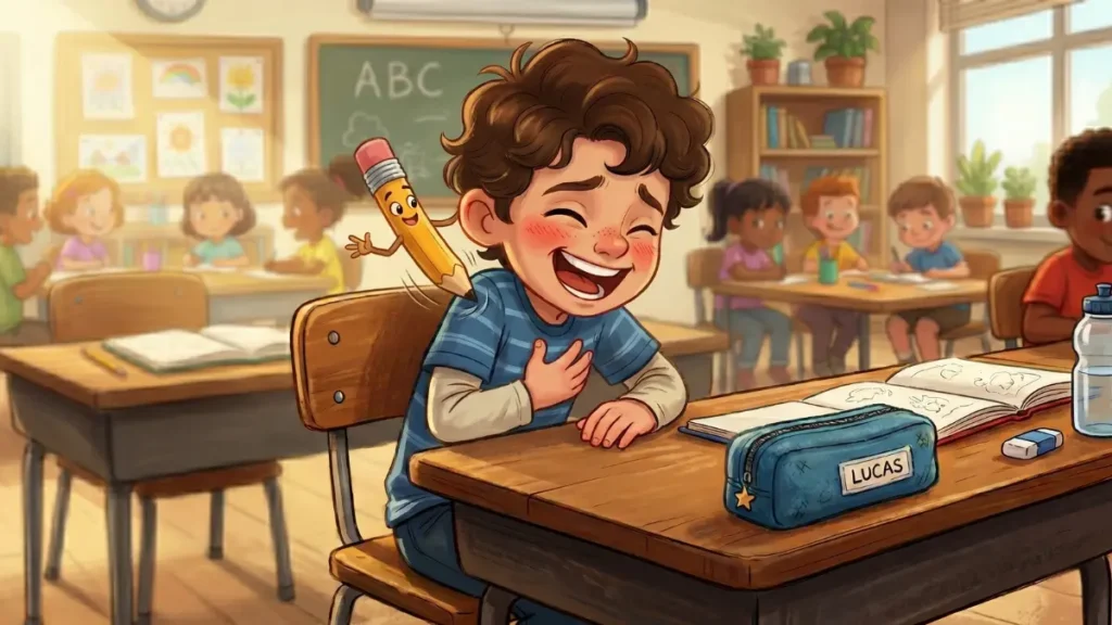 História infantil curta - O Menino que Tinha Vergonha de Errar 4 lapis