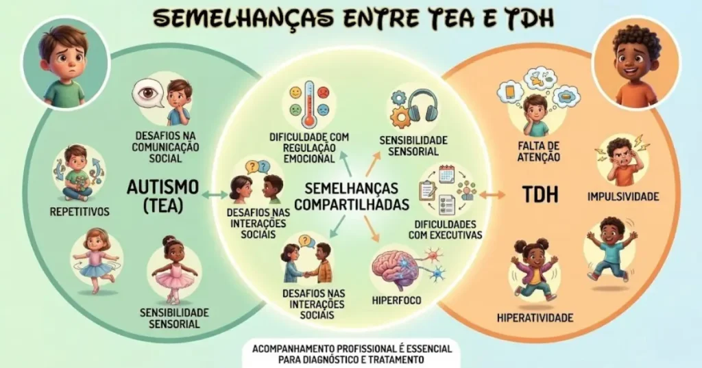 TEA e TDAH juntos: guia completo sobre o duplo diagnóstico em crianças 3 autismos e déficit de atenção